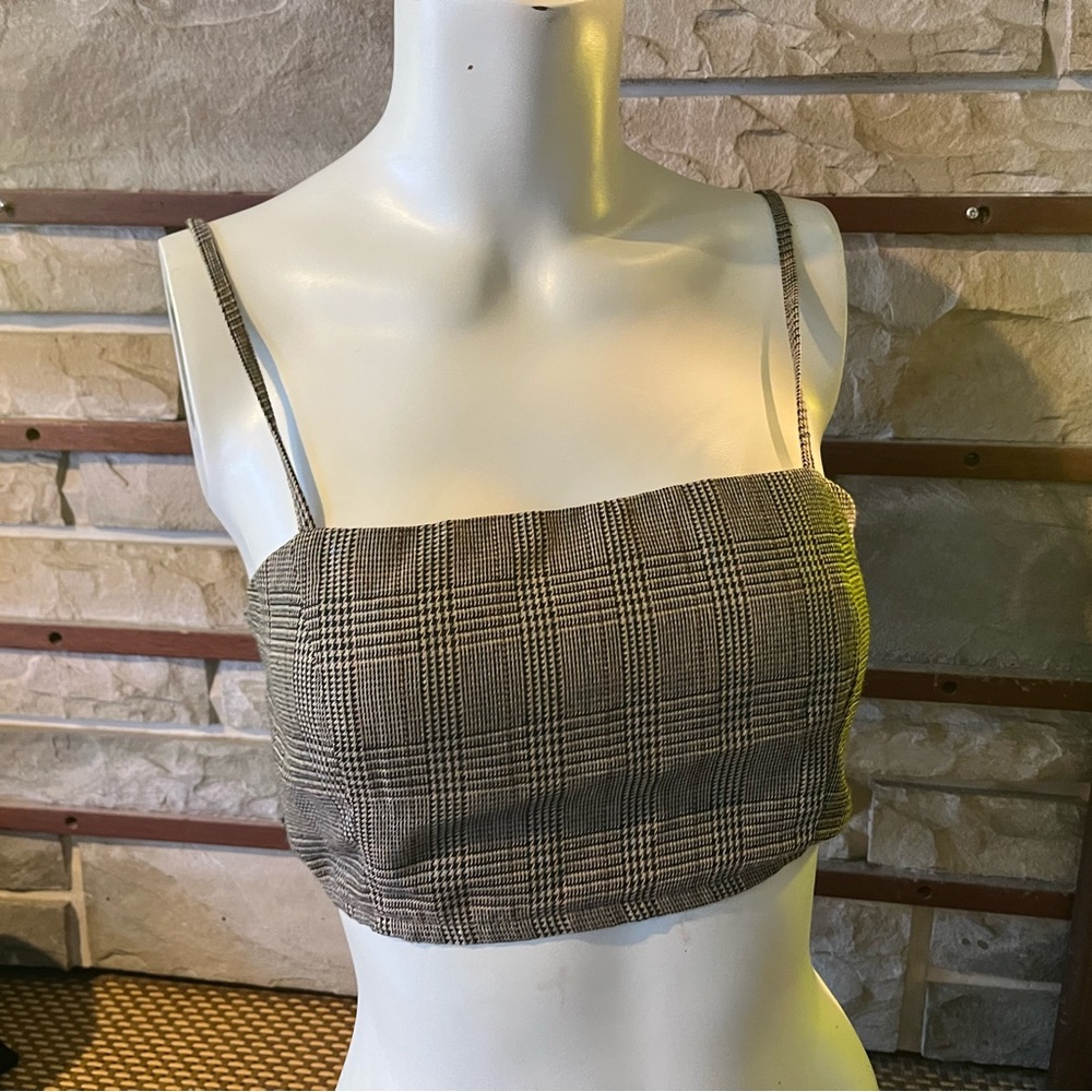F21 Forever 21 Cropped Plaid Shirt Size Medium